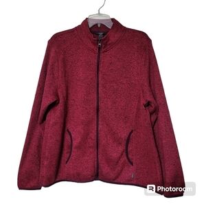 Eddie Bauer Dark Pink Full Zip Mock Neck Fleece Jacket Women's Large